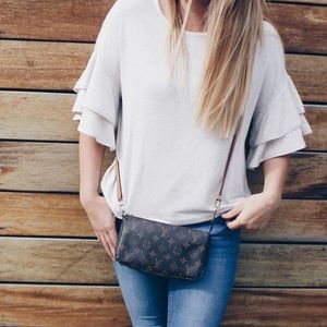 Lou & Grey layer ruffle sleeve top size small